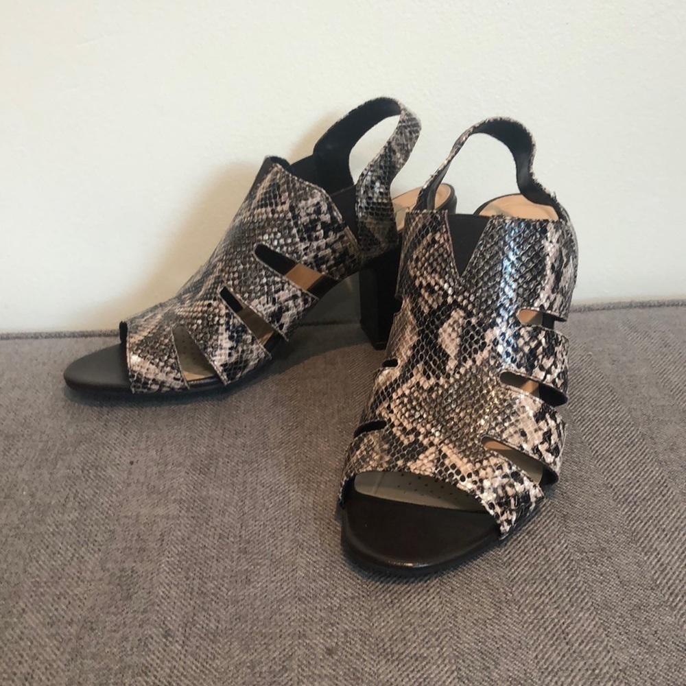 ABELLA Carmine Heel sandals women’s 9.5 snakeskin lizard print